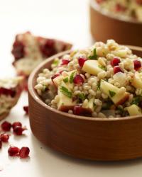 pearled barley salad with apples, pomegranate seeds and pine nuts