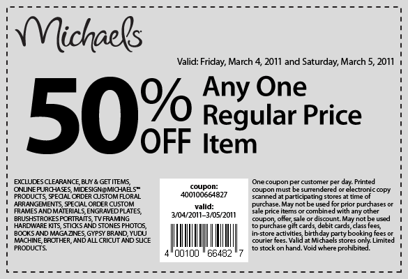 Michael s: 50% Off Any Full Priced Item