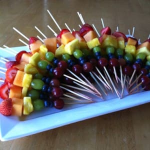 fruit kabobs 300x300 Rainbow Themed Recipes & Crafts for Parshat Noach
