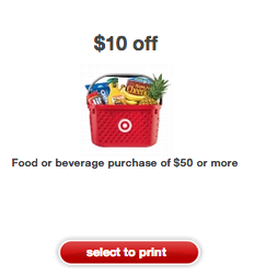 $10 off $50 at Target Grocery