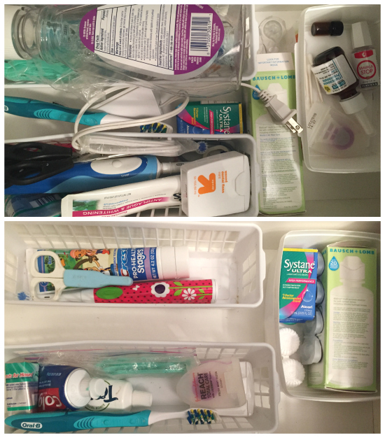 Bathroom Dental Hygiene Drawer Before & After