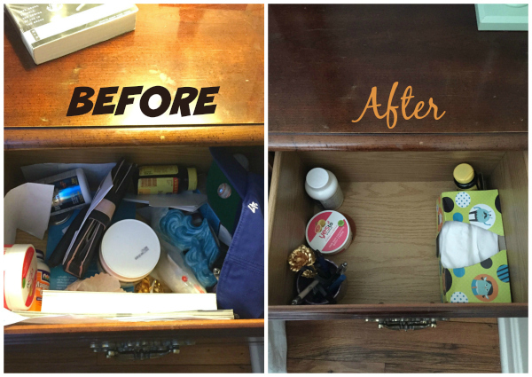 Before & After Declutter Nightstand