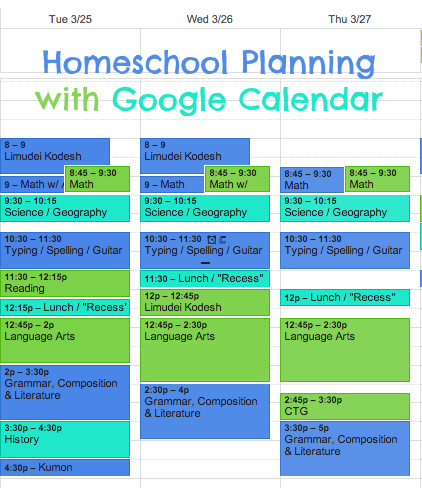 Homeschool Planning with Google Calendar