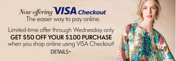 Visa Checkout Neiman Marcus $50 off $100