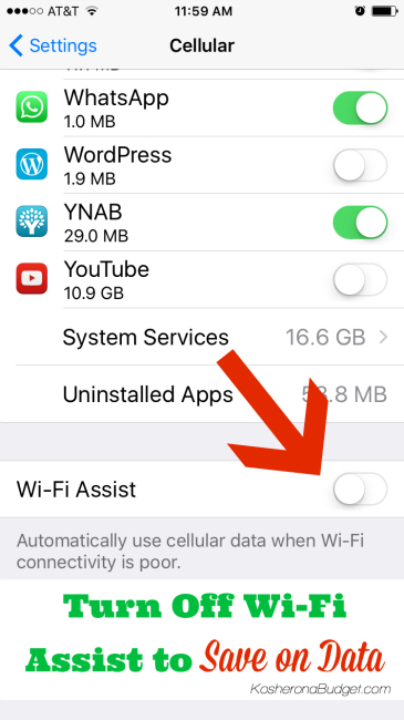 Turn off Wi-Fi Assist to Save on Data
