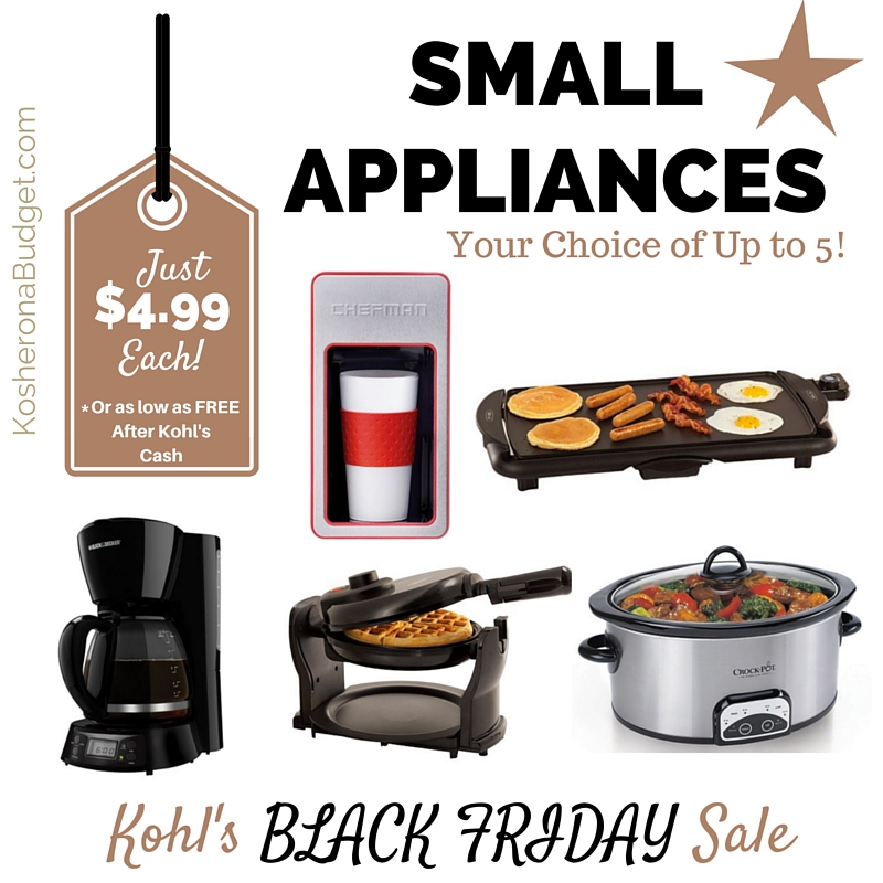 Kohl's Black Friday Sale Small Appliances for 4.99 Each