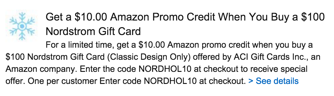 Nordstrom $10 Amazon Gift Card