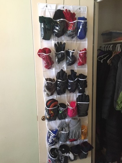 Use shoe organizer to organizer winter gear