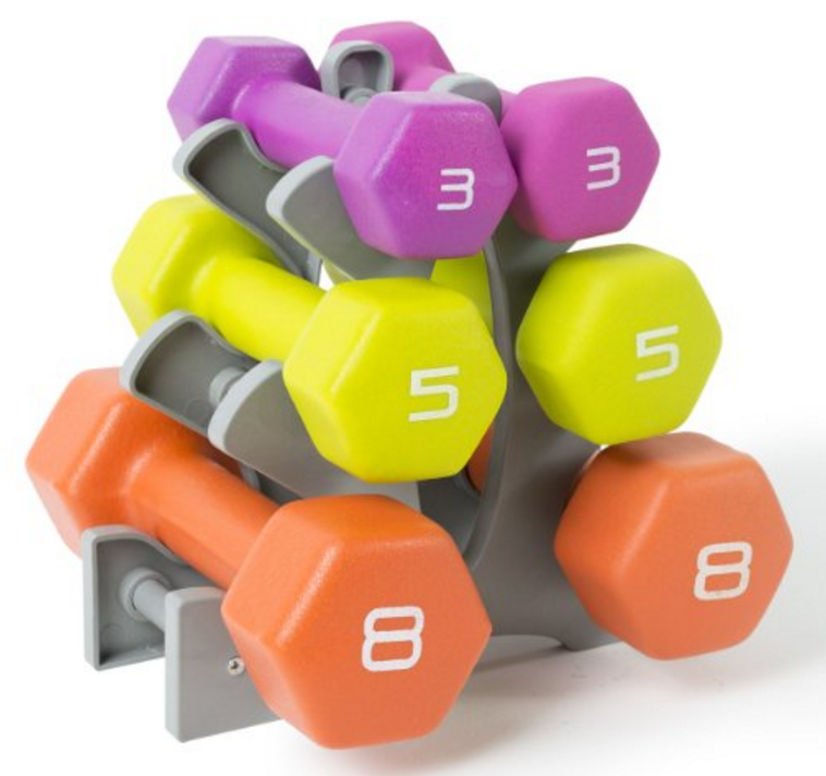 HUGE PRICE DROP on Tone Fitness Neoprene Dumbbell Set with Rack 3, 5