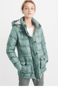 abercrombie long stretch down puffer coat