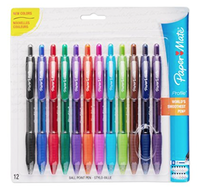 Paper Mate 12-Count Profile Retractable Ballpoint Pens (Assorted Colors ...