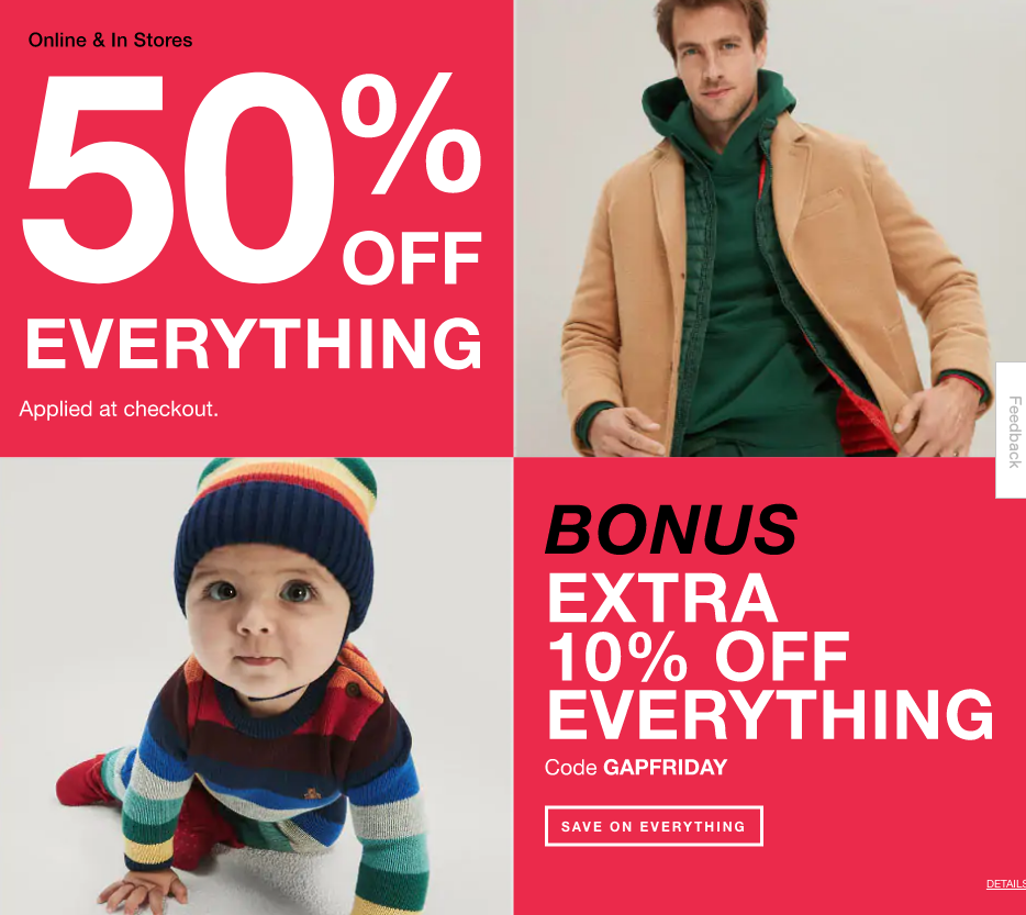 The GAP Huge 50 Off Clearance + Extra 10 Off Everything!