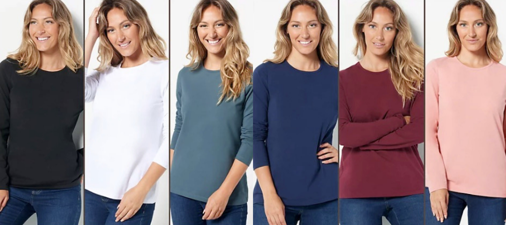 QVC  Denim & Co. Essentials Perfect Jersey Long-Sleeve Top 3-Pack as low  as $12.75 Shipped