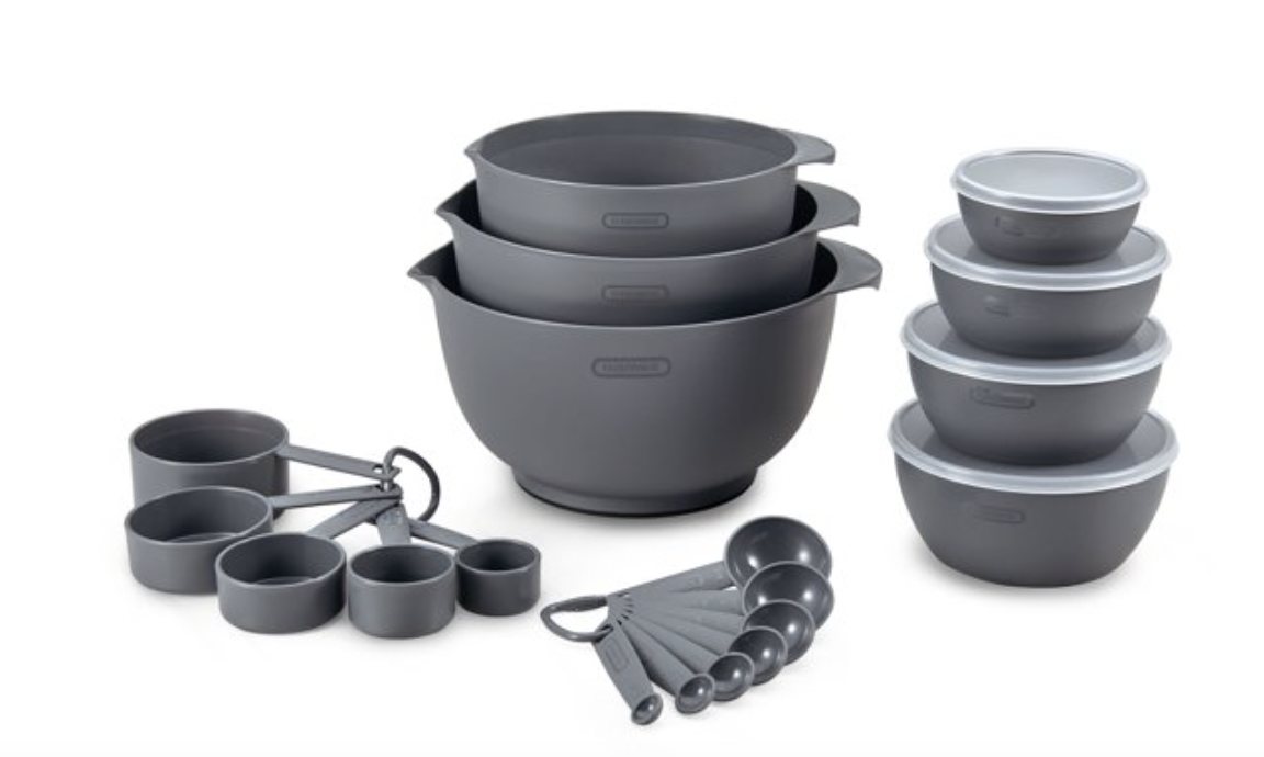 Prepara Mixing Bowl Set with Lids, Measuring Cups & Spoons - Gray - 1 Each